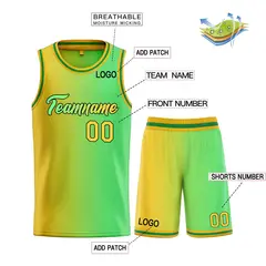 Yellow Green-Black Gradient Heal Basketball Jersey 3