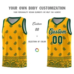 Yellow Green Cashew Pattern Basketball Uniform Jersey 10