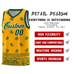 Yellow Green Cashew Pattern Basketball Uniform Jersey 2