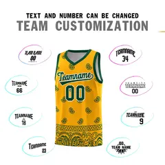 Yellow Green Cashew Pattern Basketball Uniform Jersey 25