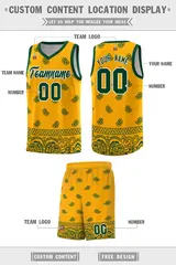 Yellow Green Cashew Pattern Basketball Uniform Jersey 33