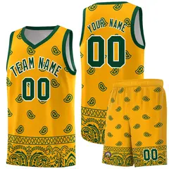 Yellow Green Cashew Pattern Basketball Uniform Jersey 36