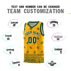 Yellow Green Cashew Pattern Basketball Uniform Jersey 39