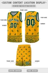 Yellow Green Cashew Pattern Basketball Uniform Jersey 40