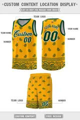 Yellow Green Cashew Pattern Basketball Uniform Jersey 5