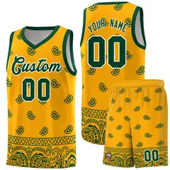 Yellow Green Cashew Pattern Basketball Uniform Jersey 8