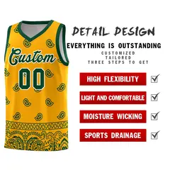Yellow Green Cashew Pattern Basketball Uniform Jersey 9