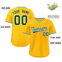 Yellow Green Classic Authentic Pullover Baseball Jersey 2