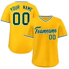 Yellow Green Classic V-Neck Pullover Baseball Jersey 1
