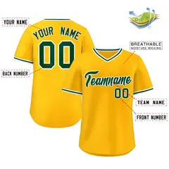 Yellow Green Classic V-Neck Pullover Baseball Jersey 2