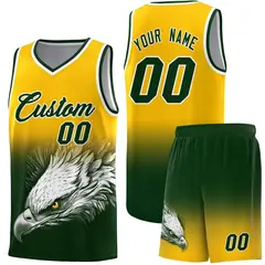 Yellow Green Eagle Graffiti Pattern Basketball Jersey 1