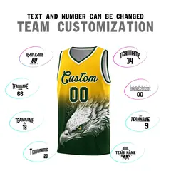 Yellow Green Eagle Graffiti Pattern Basketball Jersey 2