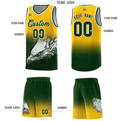 Yellow Green Eagle Graffiti Pattern Basketball Jersey 3