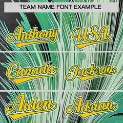 Yellow Green Fluid Feather Graffiti Baseball Jersey 3