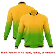 Yellow Green Gradient Full-Snap Varsity Letterman Jacket 7