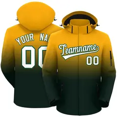 Yellow Green Gradient Hooded Waterproof Outdoor Jacket 1