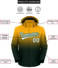 Yellow Green Gradient Hooded Waterproof Outdoor Jacket 2