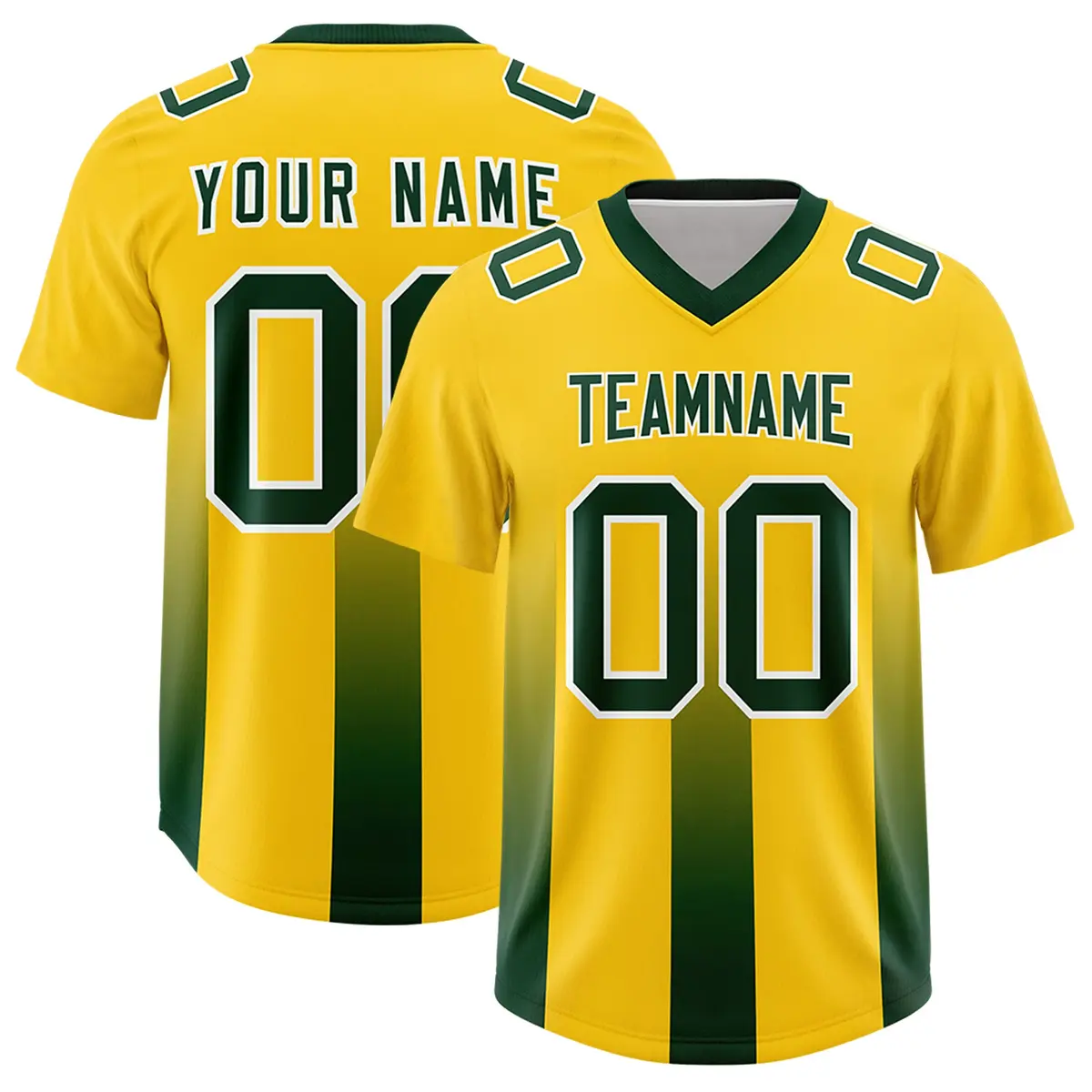Yellow Green Gradient Vertical Stripe Football Jersey