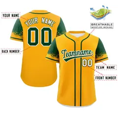 Yellow Green Raglan Sleeves Authentic Baseball Jersey 2