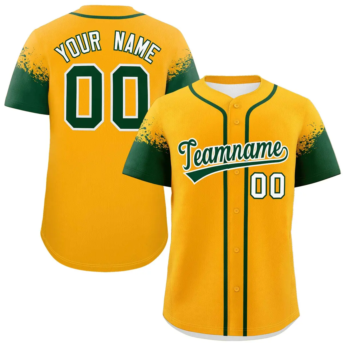 Yellow Green Raglan Sleeves Authentic Baseball Jersey