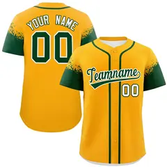 Yellow Green Raglan Sleeves Authentic Baseball Jersey