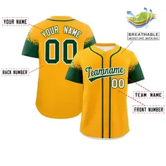 Yellow Green Raglan Sleeves Authentic Baseball Jersey 2