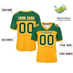 Yellow-Green Raglan Sleeves Football Jersey 2