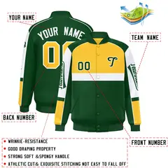 Yellow Green Raglan Sleeves Varsity Letterman Jacket 2