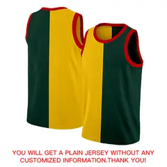 Yellow Green-Red Split Fashion Basketball Jersey 4