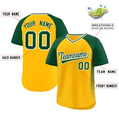 Yellow Green Side Spot Raglan Pullover Baseball Jersey 2
