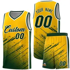 Yellow Green Splash Basketball Uniforms for Teams 1