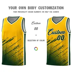 Yellow Green Splash Basketball Uniforms for Teams 3