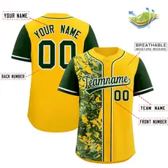 Yellow Green Split Graffiti Raglan Sleeve Baseball Jersey 2