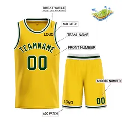 Yellow Green-White Bull Classic Sets Basketball Jersey 3
