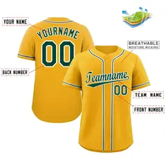 Yellow Green-White Classic Authentic Baseball Jersey 2
