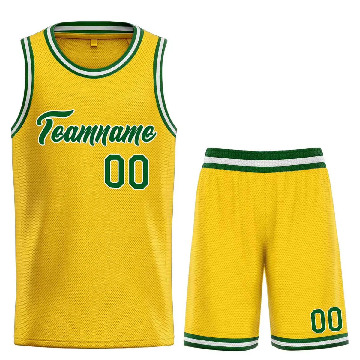 Yellow Green-White Classic Team Basketball Jersey