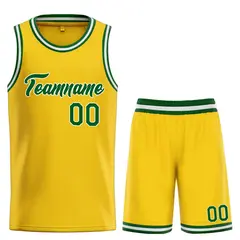 Yellow Green-White Classic Team Basketball Jersey