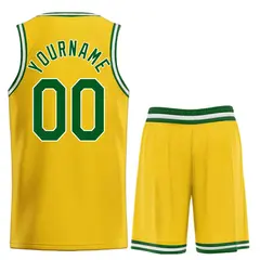 Yellow Green-White Classic Team Basketball Jersey 2