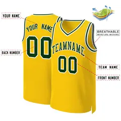 Yellow Green-White Classic Team Basketball Jersey 2