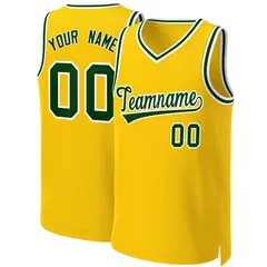 Yellow Green-White Classic Team Basketball Jersey 1