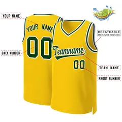 Yellow Green-White Classic Team Basketball Jersey 2
