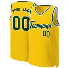 Yellow Green-White Classic Team Basketball Jersey 1