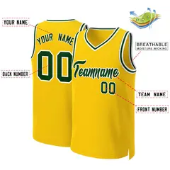 Yellow Green-White Classic Team Basketball Jersey 2