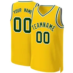 Yellow Green-White Classic Team Basketball Jersey 1