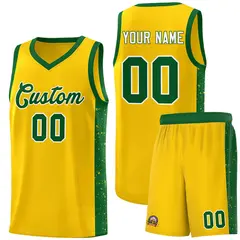 Yellow Green-White Side Splash Basketball Uniform Jersey 1
