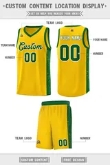 Yellow Green-White Side Splash Basketball Uniform Jersey 2