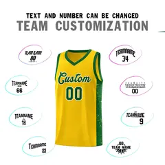 Yellow Green-White Side Splash Basketball Uniform Jersey 4