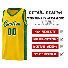 Yellow Green-White Side Splash Basketball Uniform Jersey 5