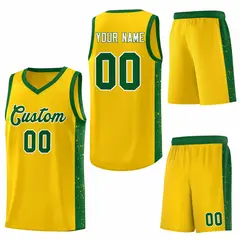 Yellow Green-White Side Splash Basketball Uniform Jersey 6