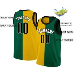 Yellow Green-White Split Fashion Tops Basketball Jersey 2